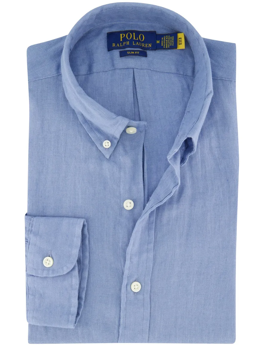 Polo Ralph Lauren overhemd blauw effen slim fit