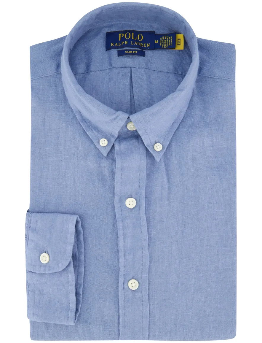 Polo Ralph Lauren overhemd blauw effen slim fit