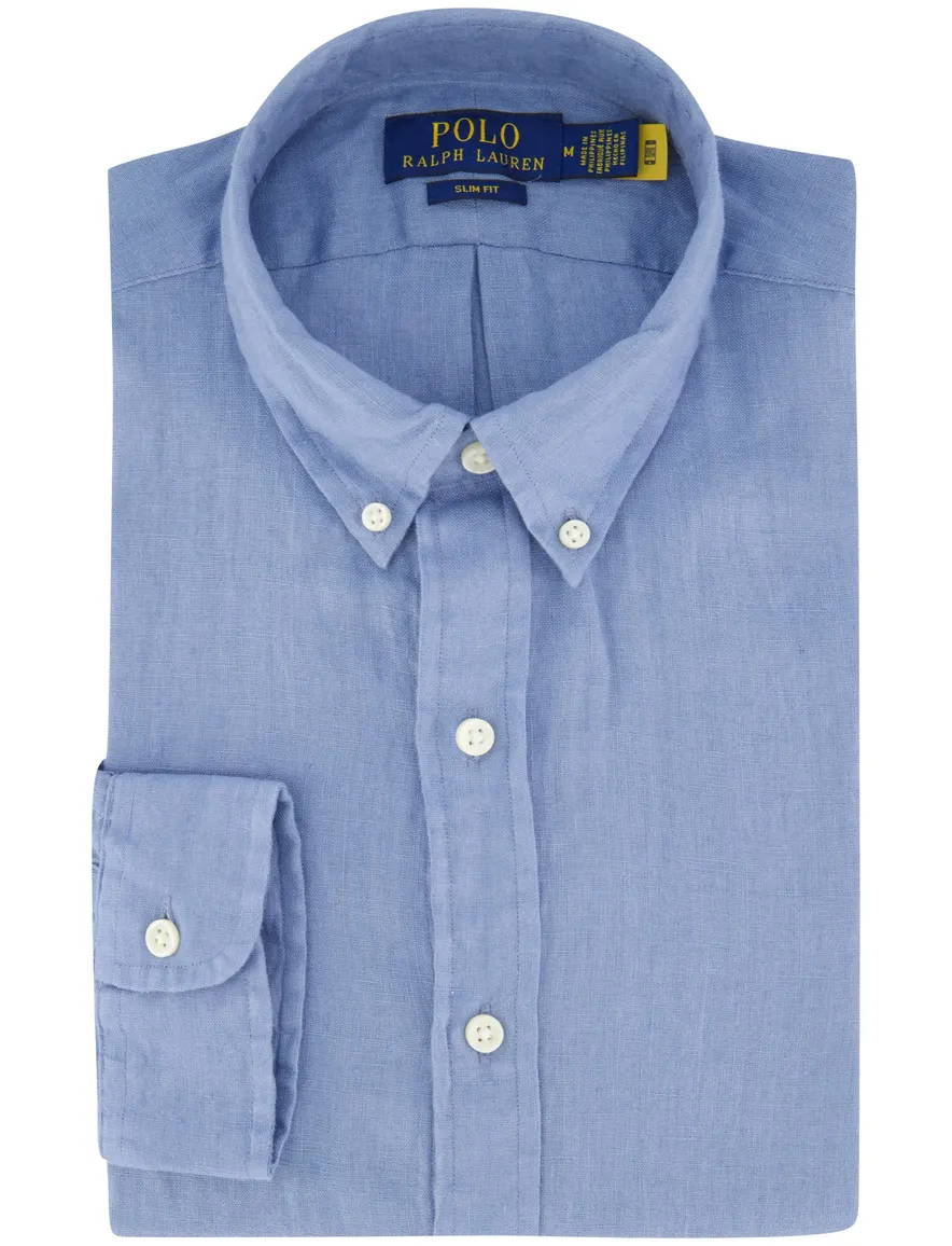 Polo Ralph Lauren overhemd blauw effen slim fit