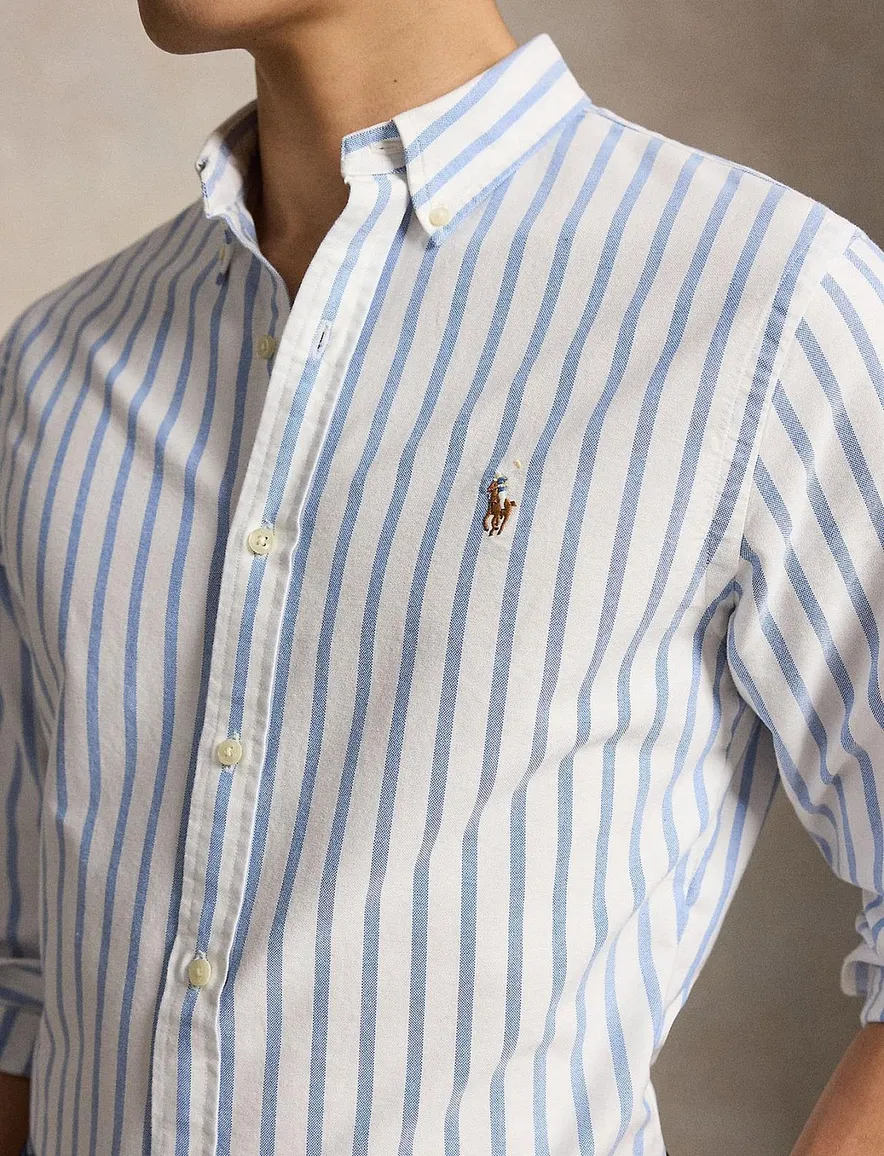 Polo Ralph Lauren Slim Fit overhemd gestreept lichtblauw