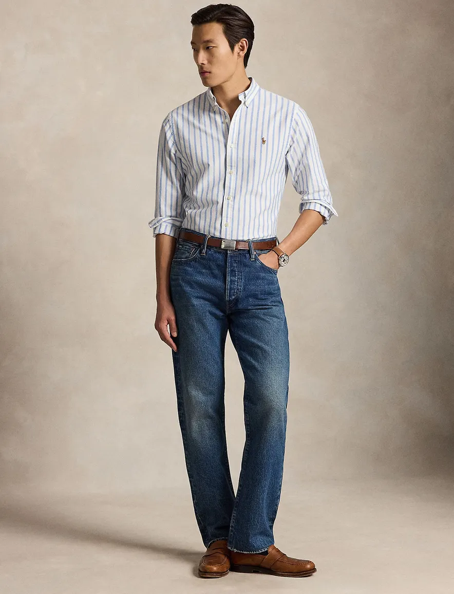 Polo Ralph Lauren Slim Fit overhemd gestreept lichtblauw