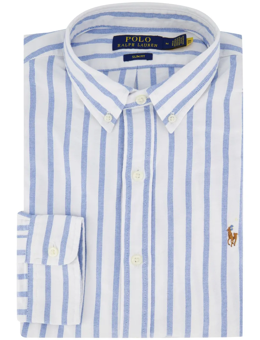 Overhemd Polo Ralph Lauren Slim Fit lichtblauw gestreept