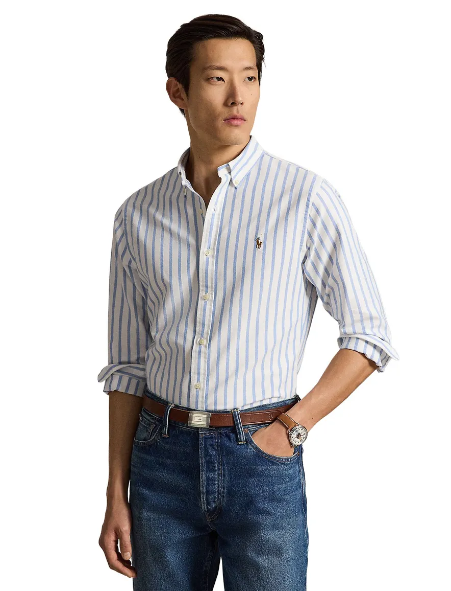 Polo Ralph Lauren Slim Fit overhemd gestreept lichtblauw