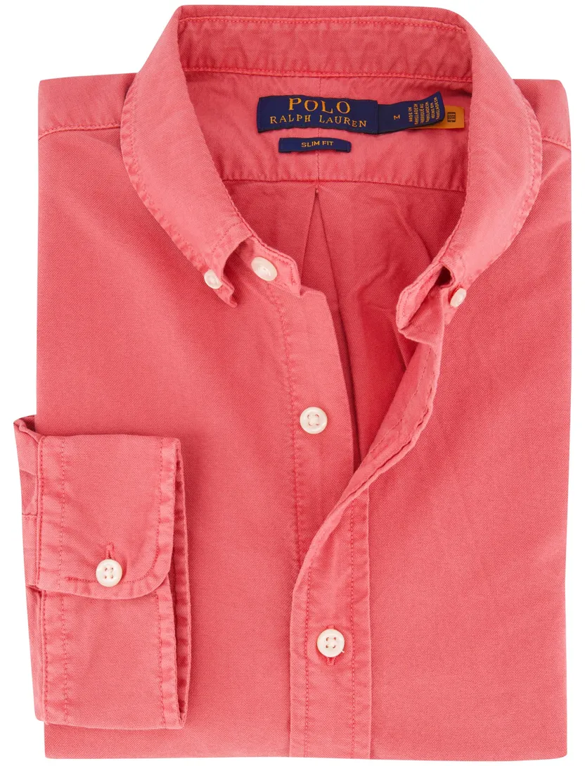Polo Ralph Lauren overhemd roze effen slim fit katoen