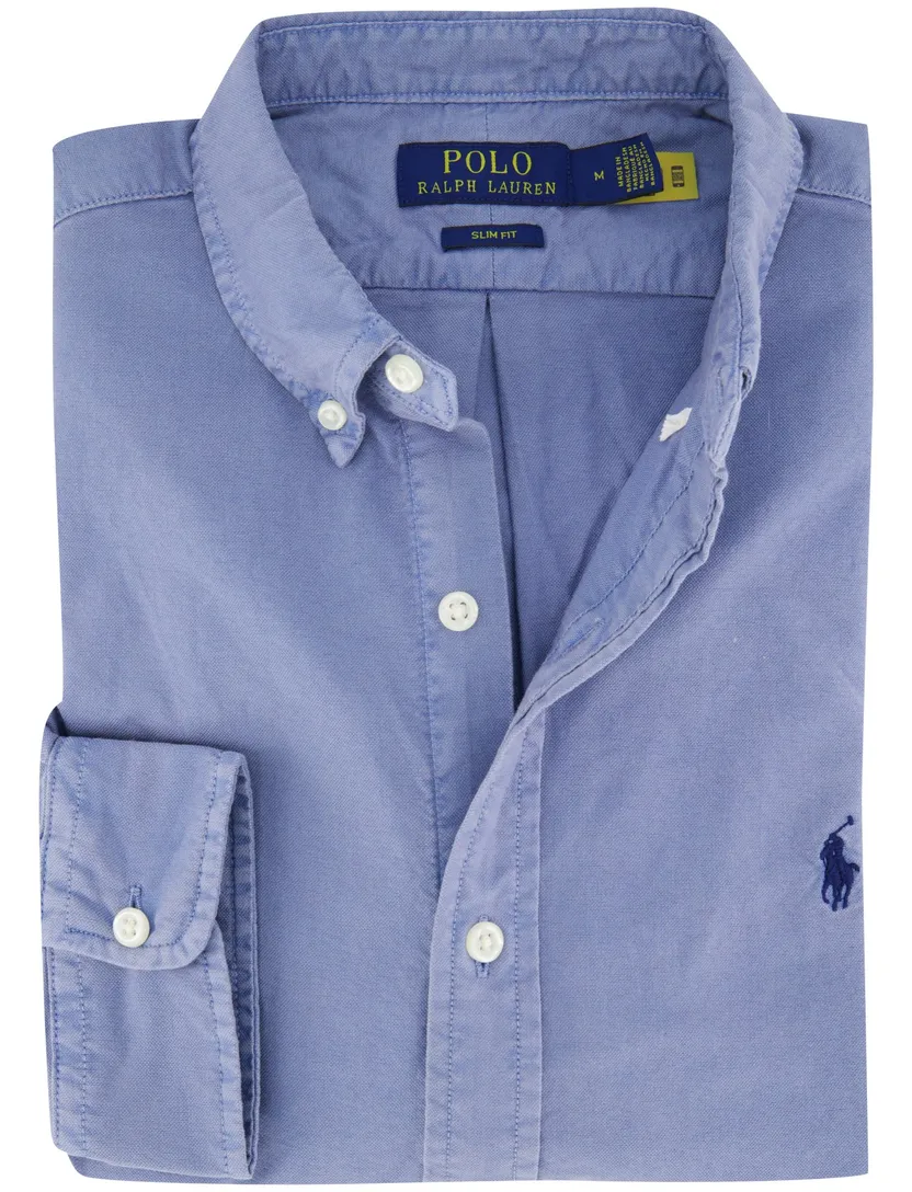 katoenen Polo Ralph Lauren overhemd blauw effen