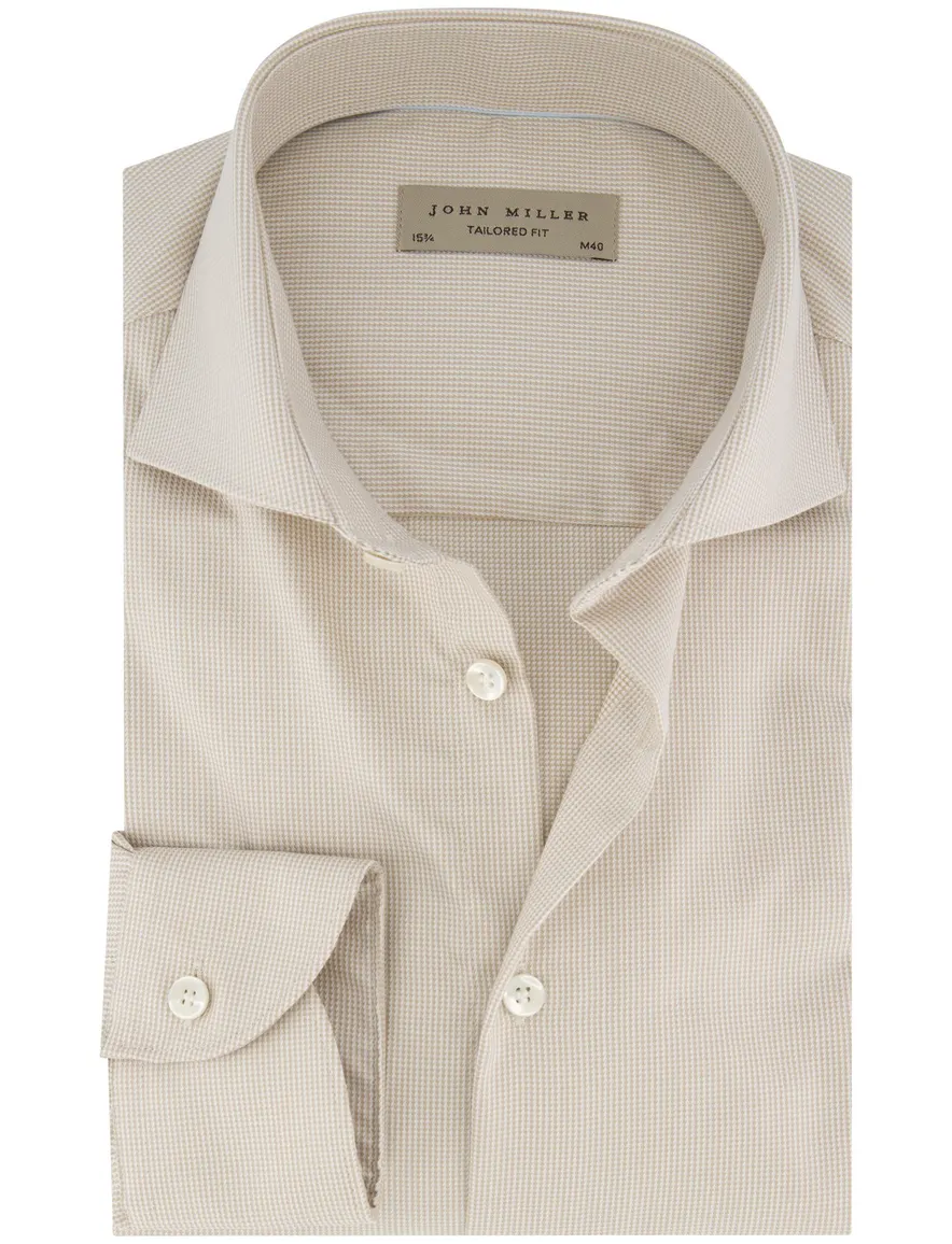 John Miller katoenen overhemd ml7 beige