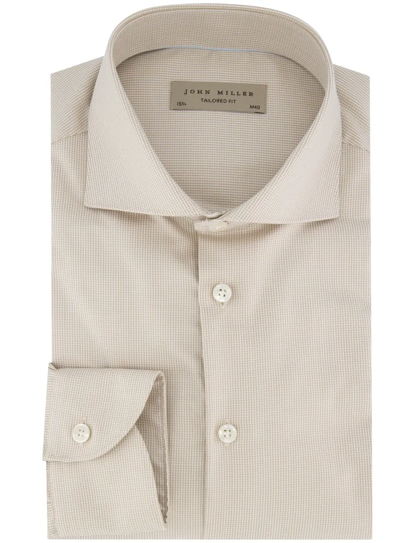 John Miller katoenen overhemd ml7 beige