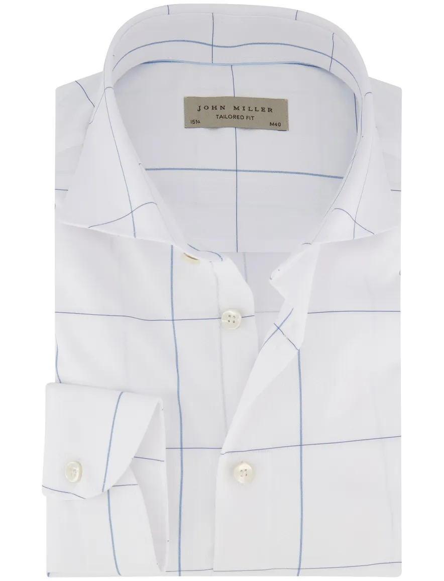 John Miller overhemd ml7 tailored fit wit patroon