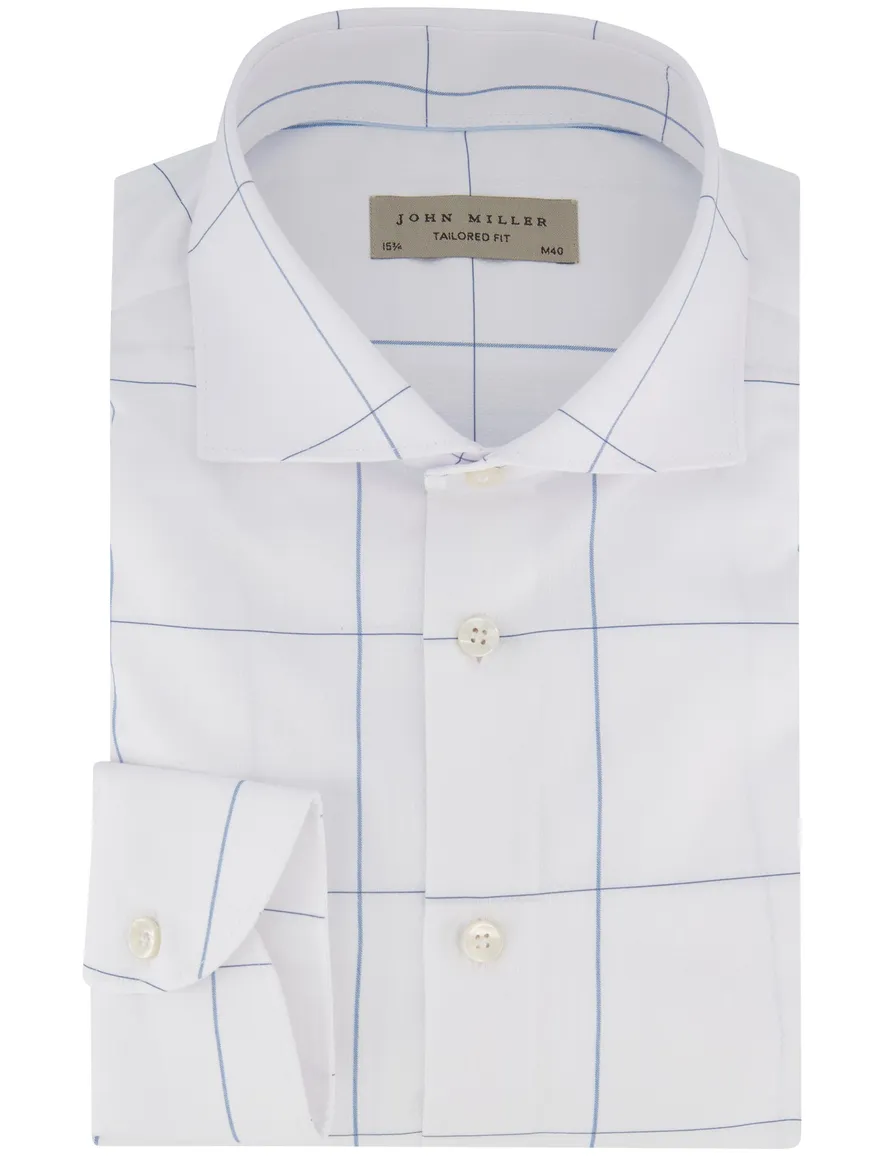 John Miller overhemd ml7 tailored fit wit patroon