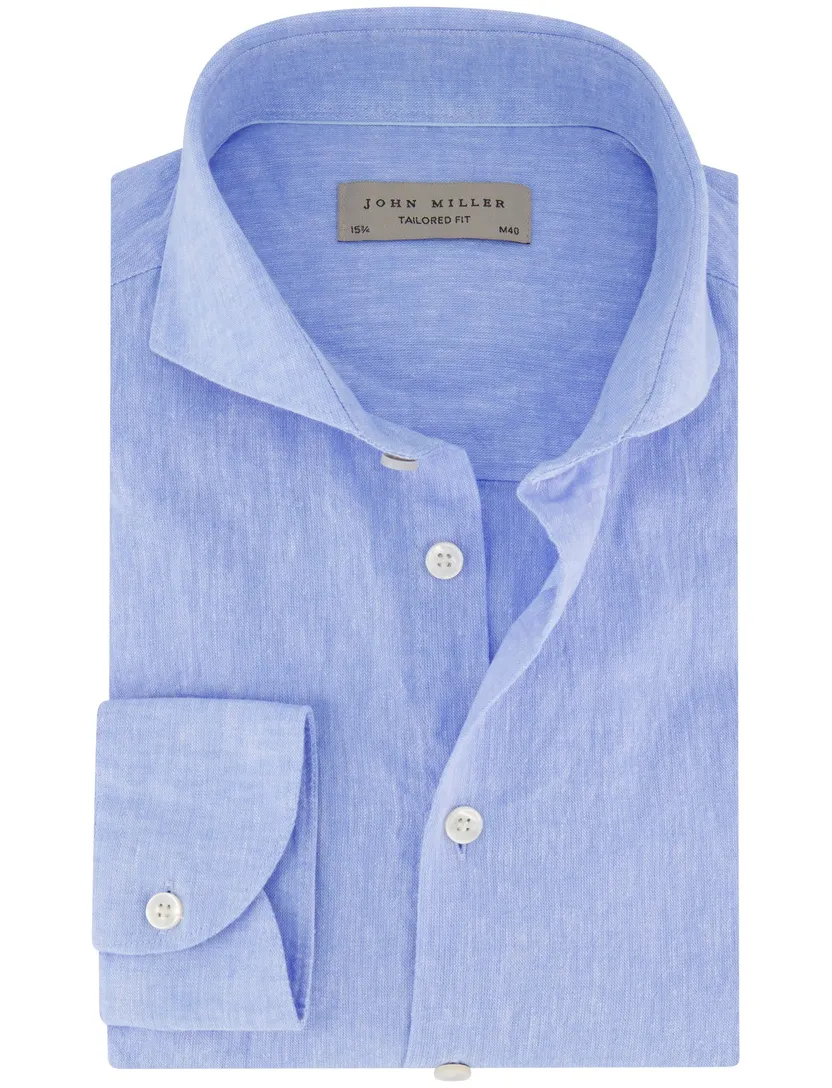 katoenen John Miller overhemd ml7 normale fit blauw