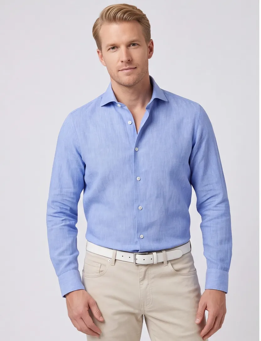 katoenen John Miller overhemd ml7 normale fit blauw