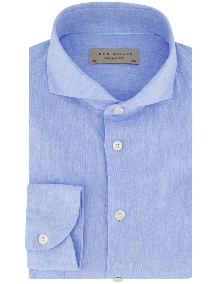 katoenen John Miller overhemd ml7 normale fit blauw