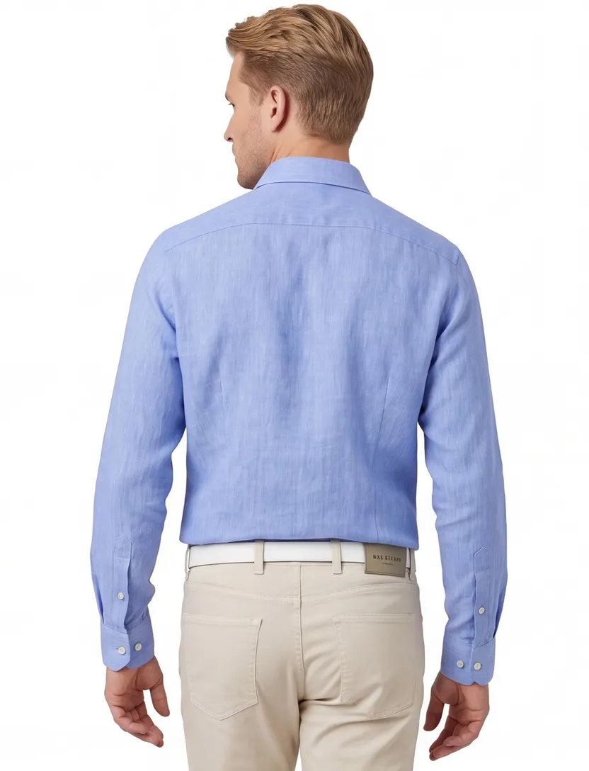 katoenen John Miller overhemd ml7 normale fit blauw