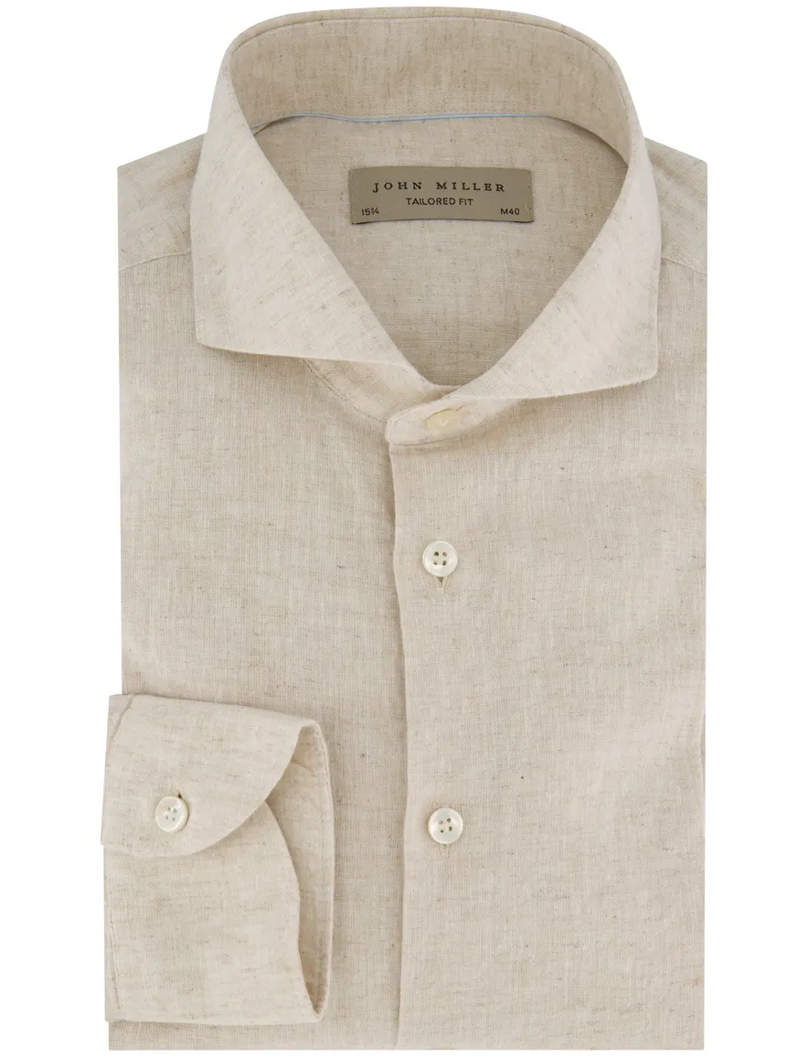John Miller tailored fit overhemd ml7 beige