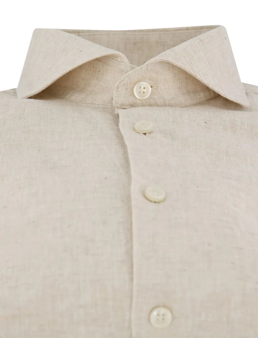 John Miller tailored fit overhemd ml7 beige