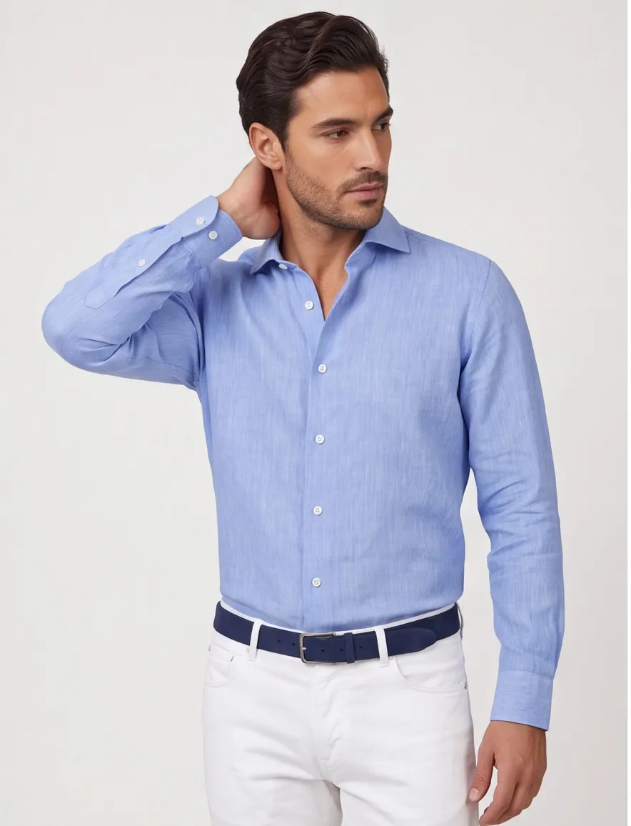 John Miller normale fit overhemd blauw effen