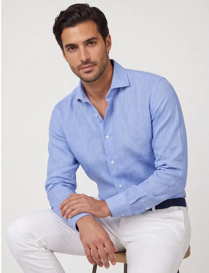 John Miller normale fit overhemd blauw effen