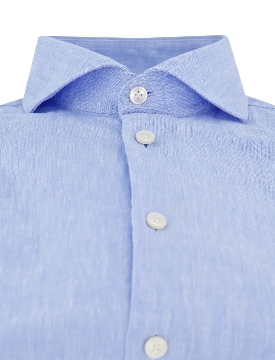 John Miller tailored fit overhemd blauw effen