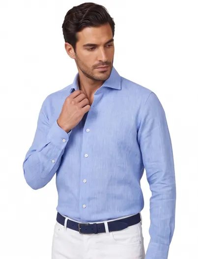 John Miller John Miller tailored fit overhemd blauw effen