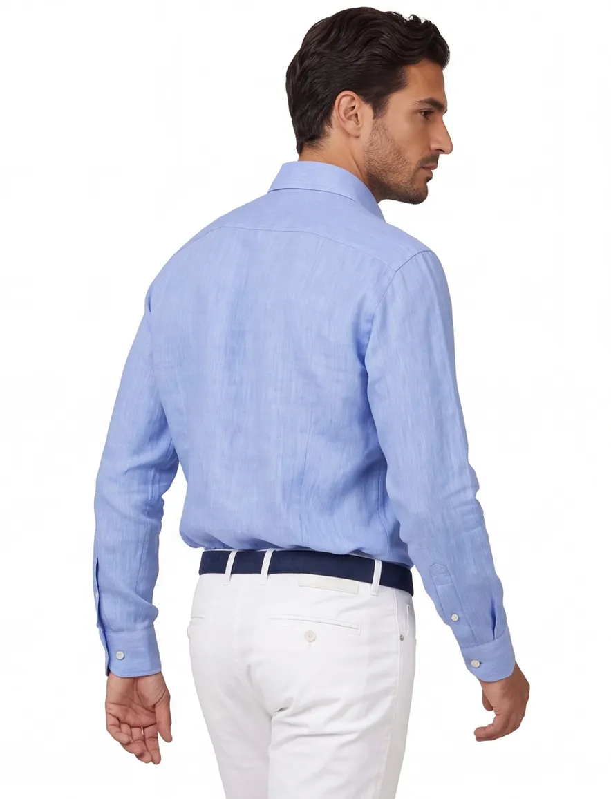 John Miller normale fit overhemd blauw effen