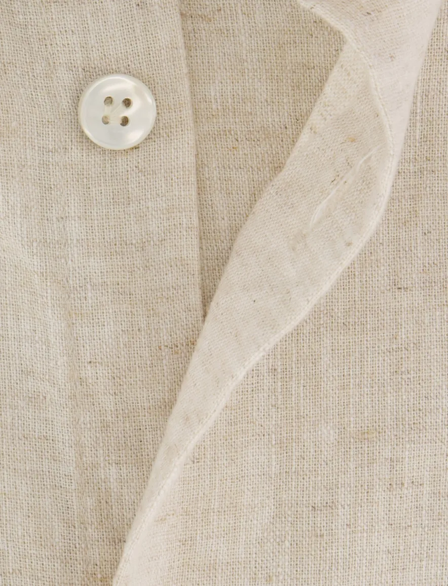 John Miller tailored fit overhemd beige effen