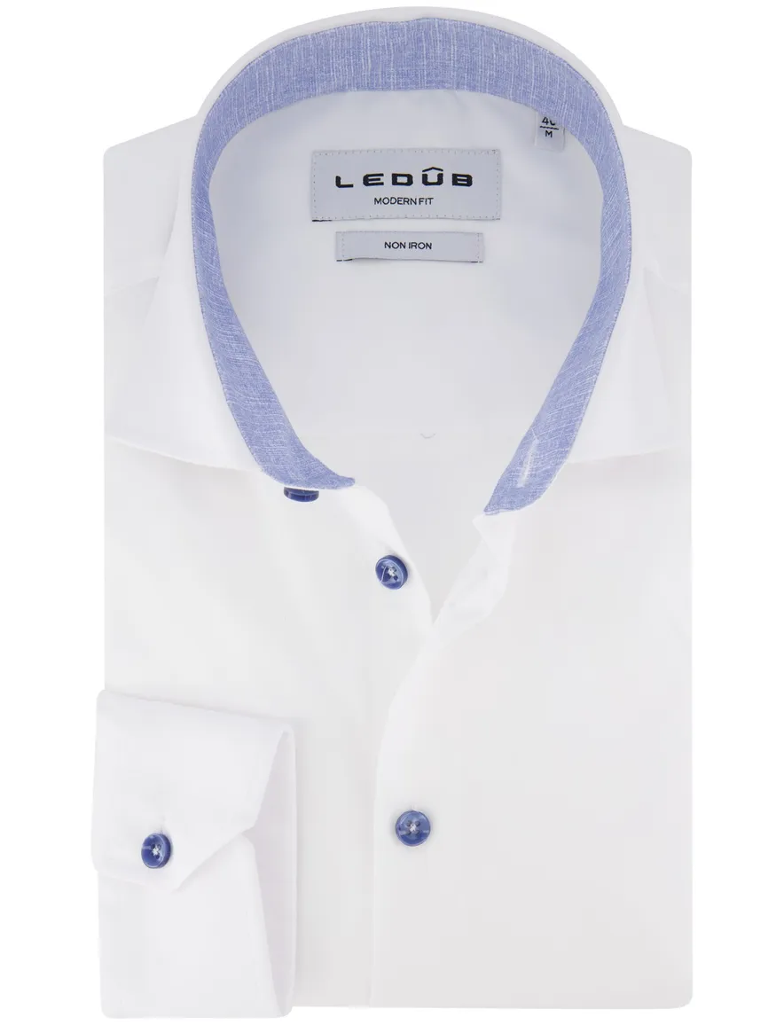 Ledub overhemd non iron wit katoen