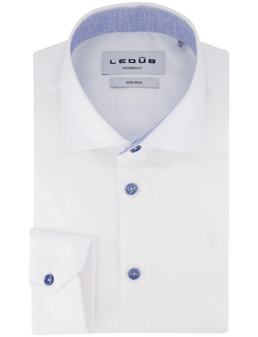 Ledub overhemd non iron wit katoen