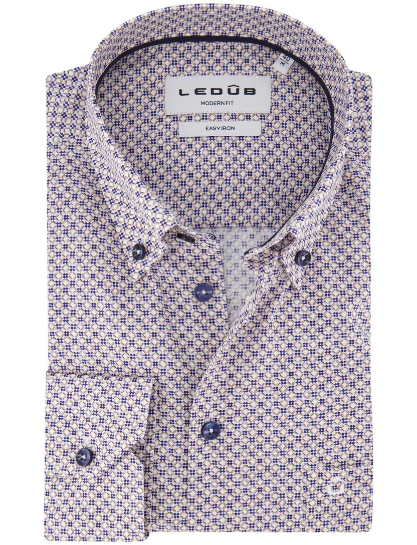 Ledub easy iron overhemd katoen geprint