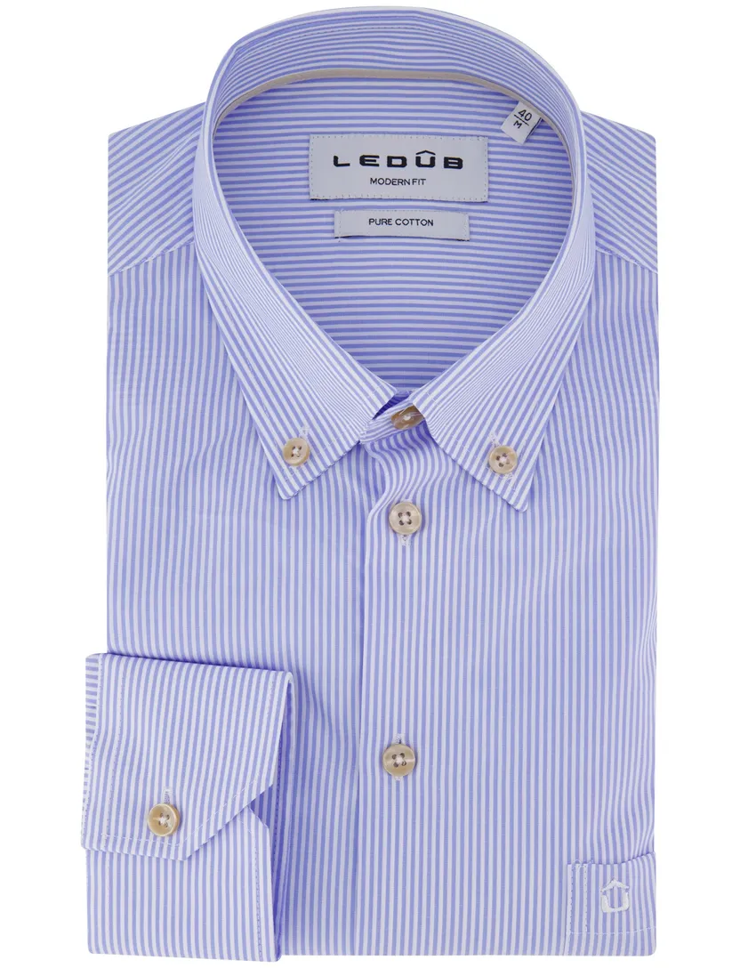 Ledub overhemd blauw gestreept button-down