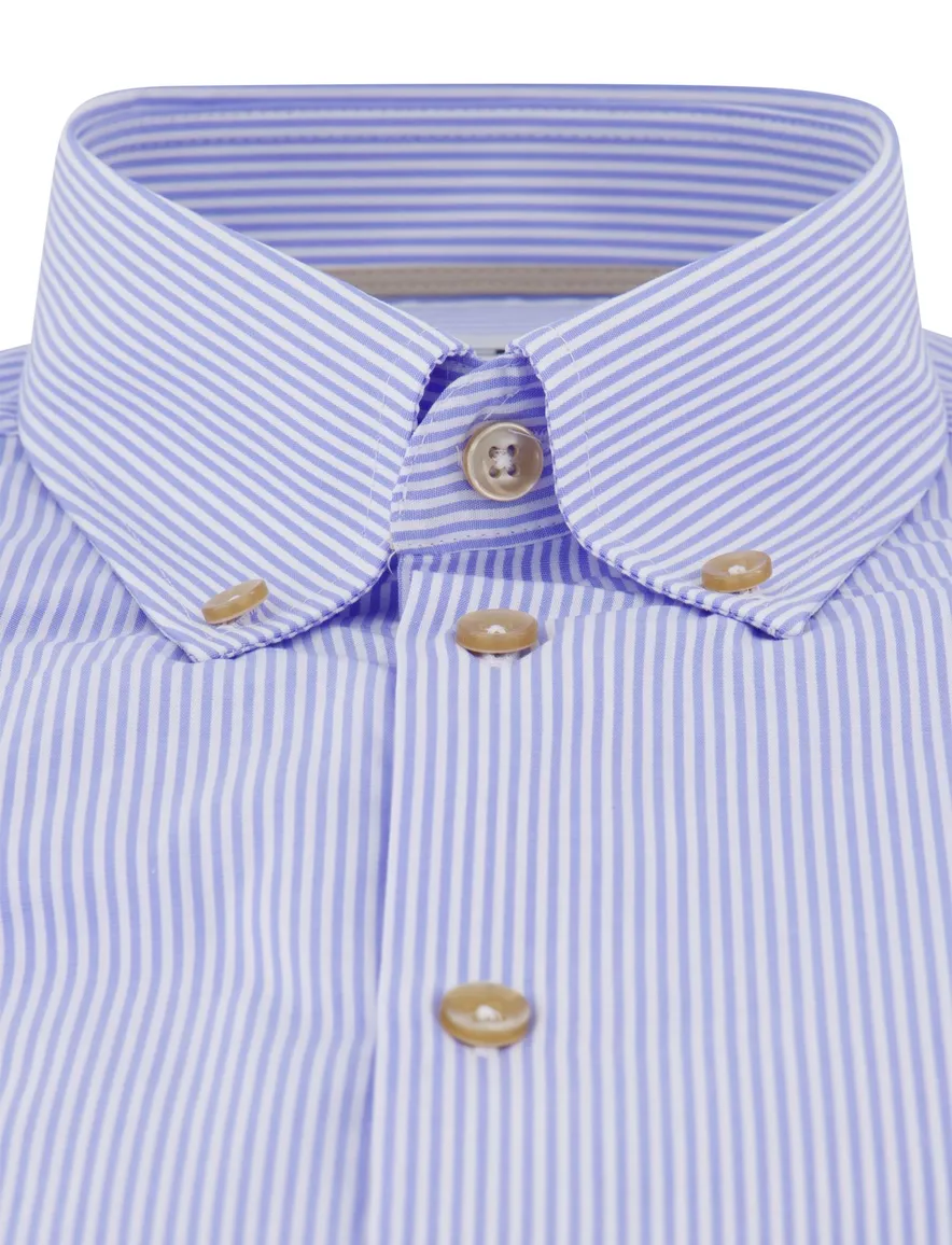 Ledub overhemd blauw gestreept met borstzak