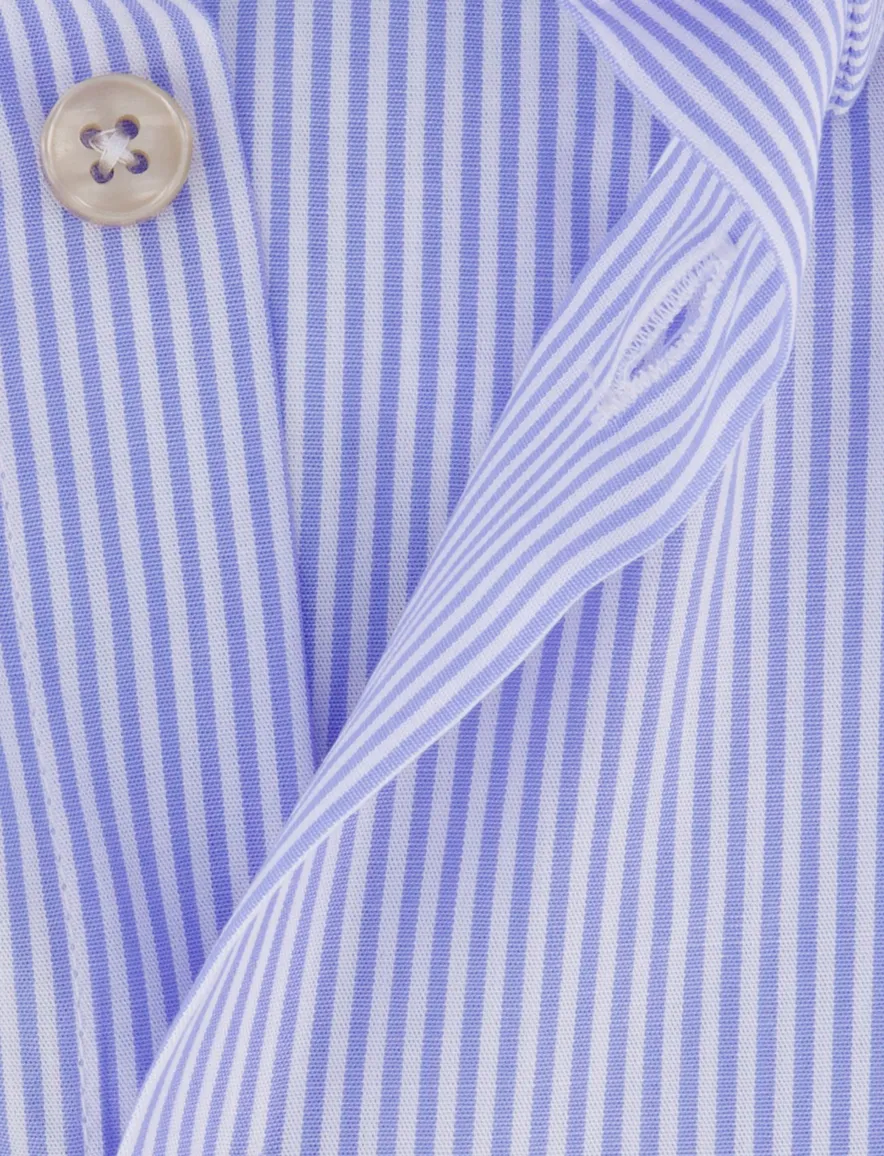 Ledub overhemd blauw gestreept met borstzak