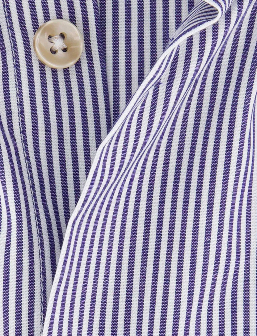 Ledub overhemd donkerblauw gestreep button-down