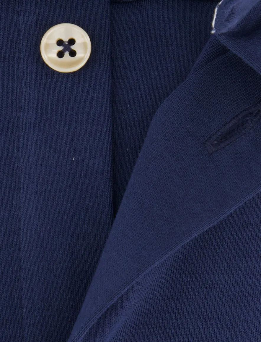 Ledub overhemd donkerblauw stretch knitted