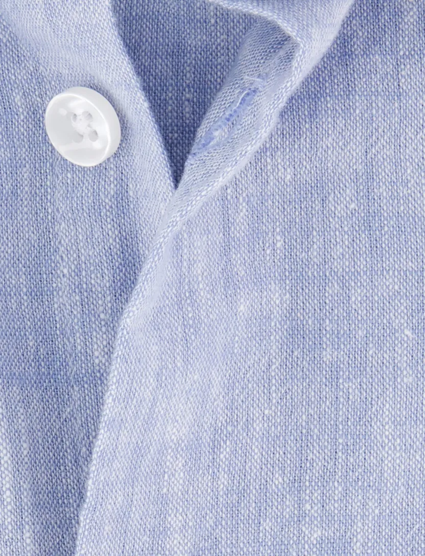 lichtblauw overhemd Ledub wide collar lange mouw