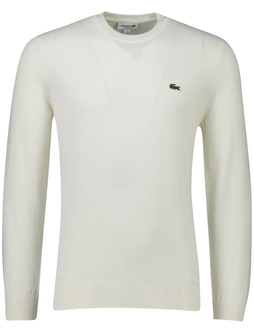 Lacoste ronde hals sweater wit regular fit