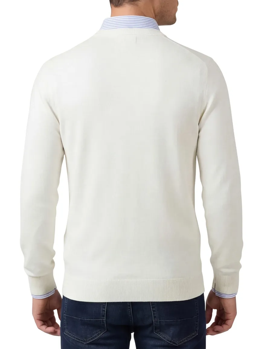 Lacoste ronde hals sweater wit regular fit