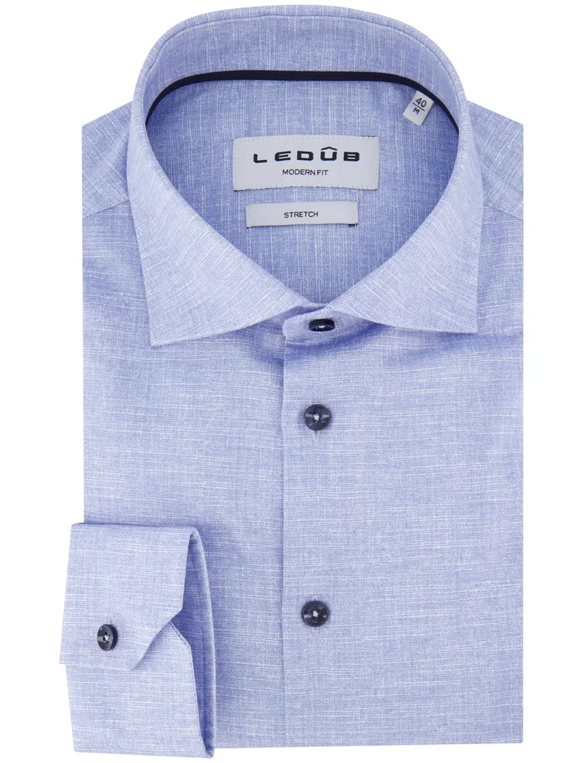 Ledub mouwlengte 7 overhemd blauw gemêleerd