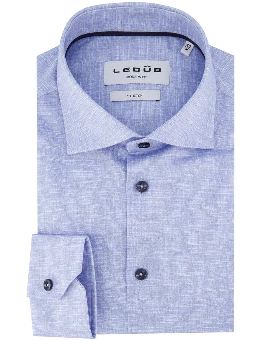 Ledub mouwlengte 7 overhemd blauw