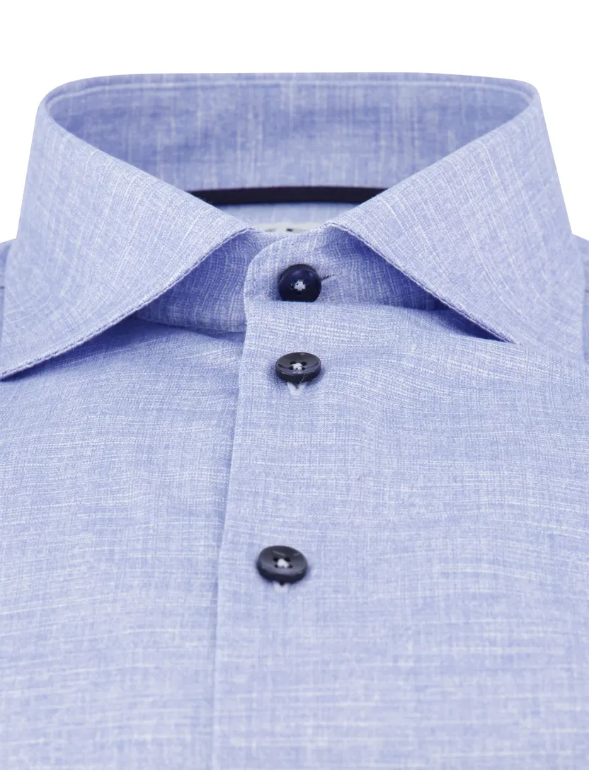 Ledub mouwlengte 7 overhemd blauw gemêleerd