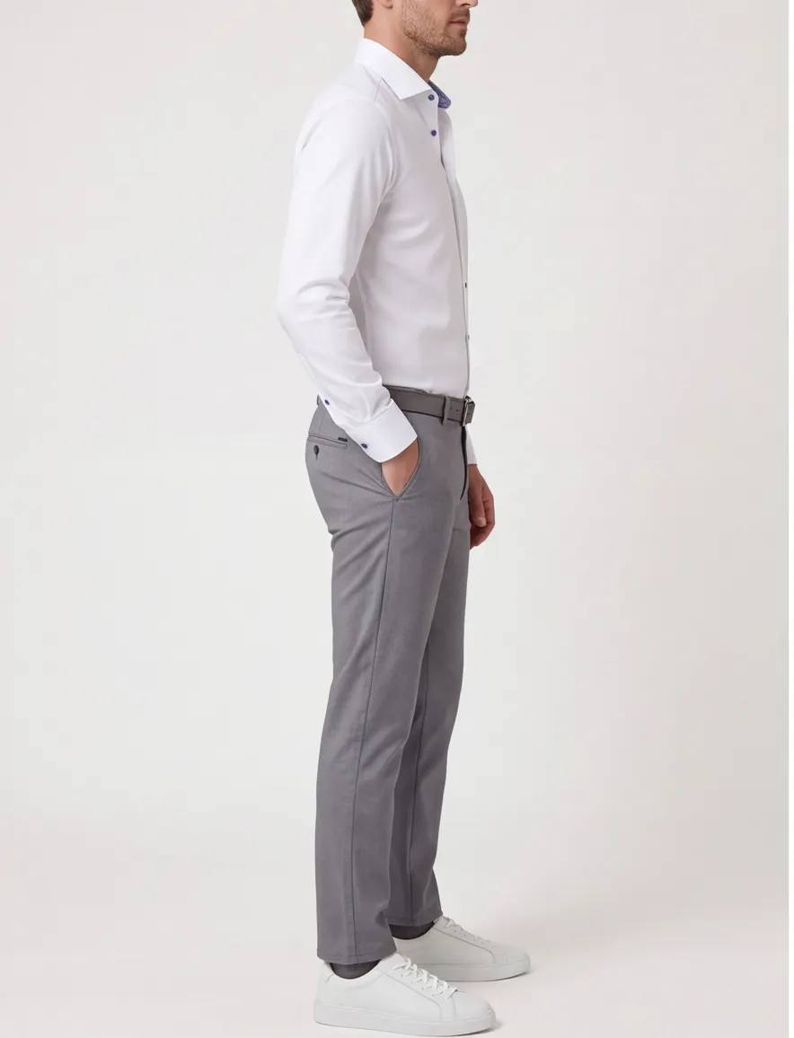 Mouwlengte 7 overhemd Ledub wit wide collar