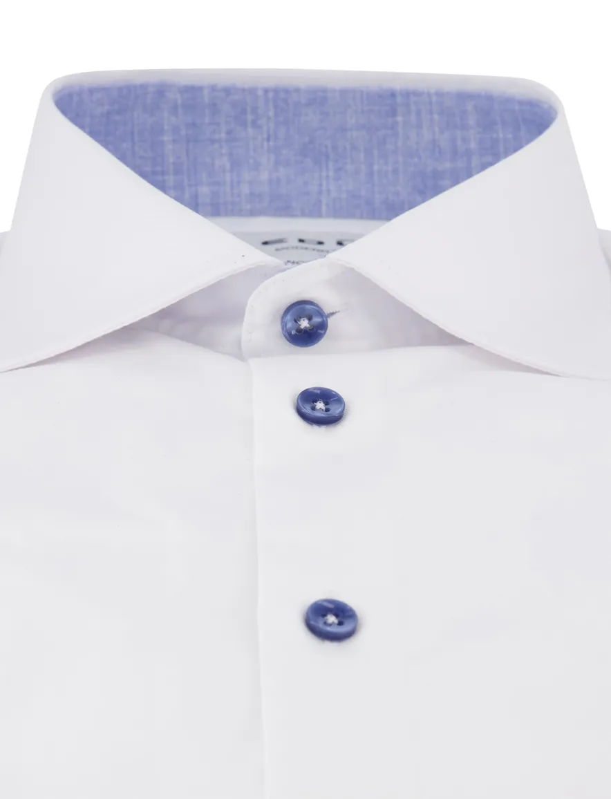 Mouwlengte 7 overhemd Ledub wit wide collar