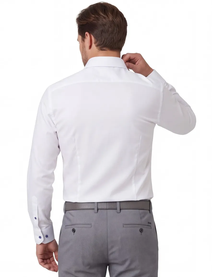 Mouwlengte 7 overhemd Ledub wit wide collar