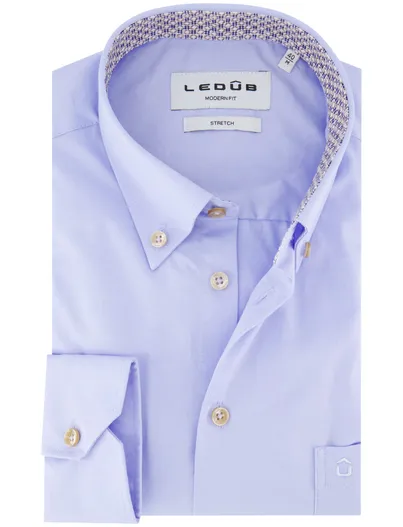 Ledub Mouwlengte 7 overhemd blauw Ledub effen