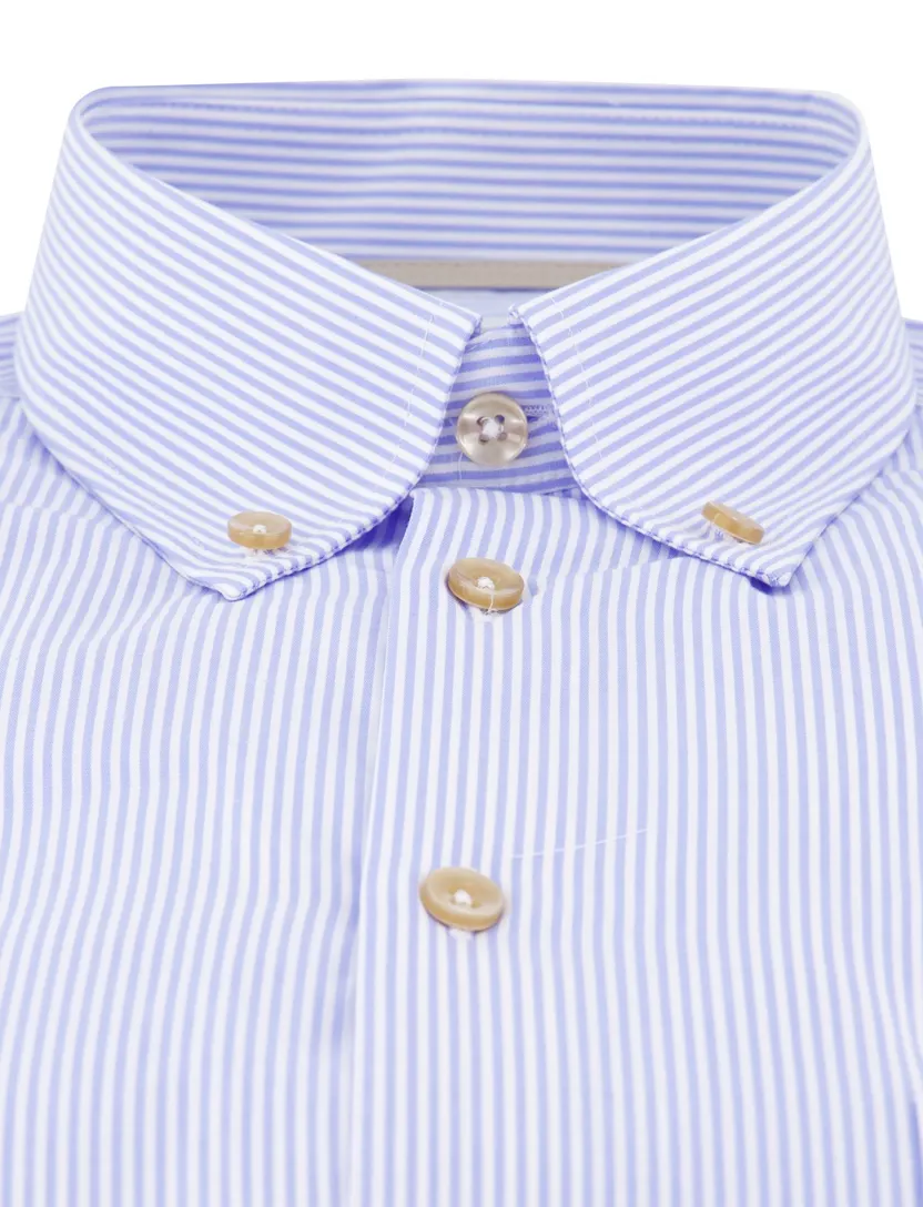 Mouwlengte 7 overhemd Ledub lichtblauw strepen button-down