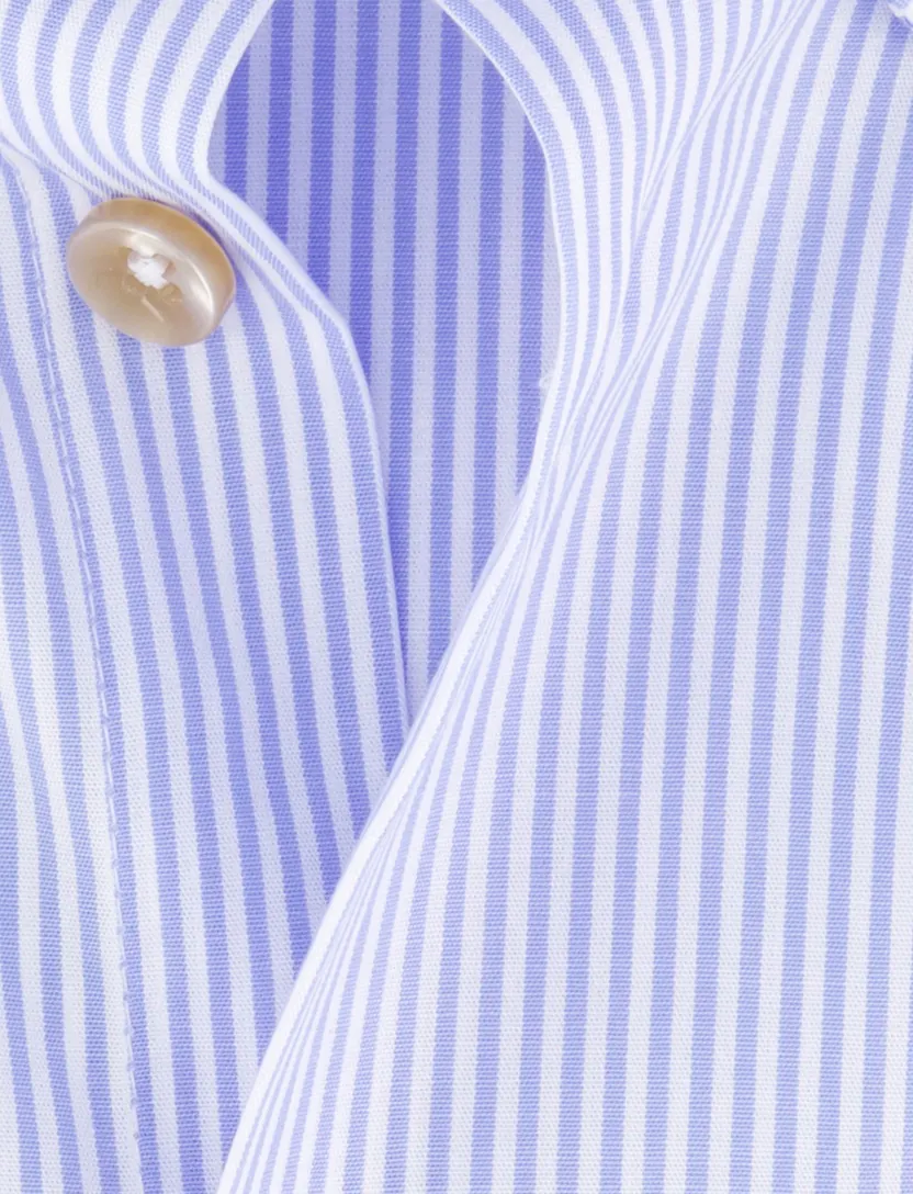 Mouwlengte 7 overhemd Ledub lichtblauw strepen button-down