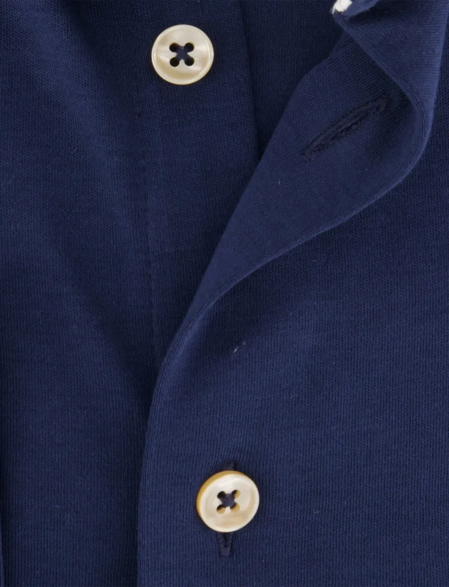 Ledub mouwlengte 7 overhemd donkerblauw stretch