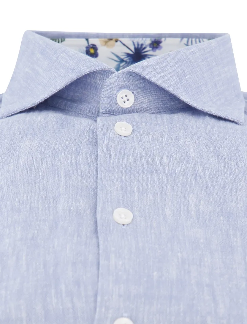 Lichtblauw overhemd Ledub mouwlengte 7 wide collar