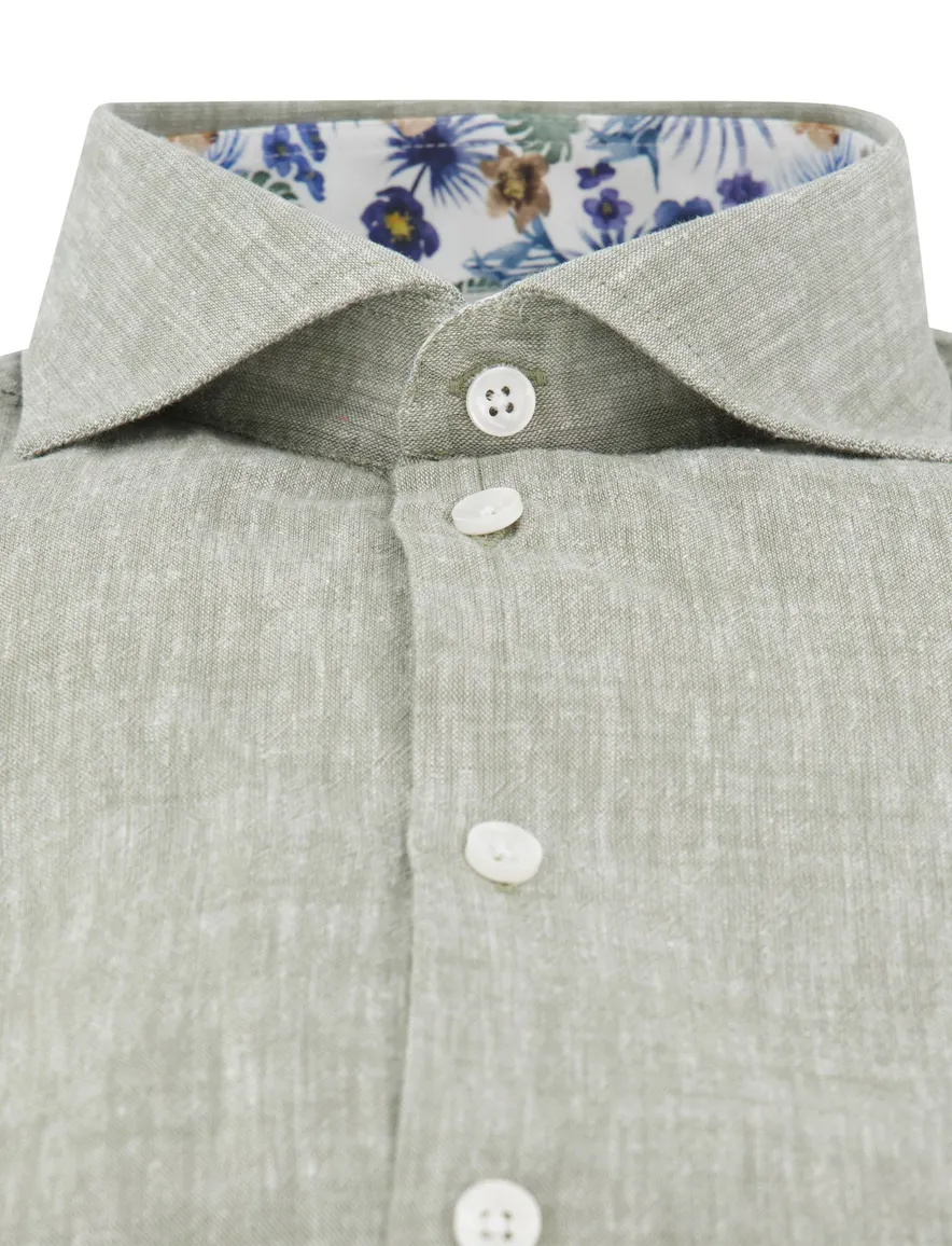 Mouwlengte 7 overhemd groen Ledub wide collar