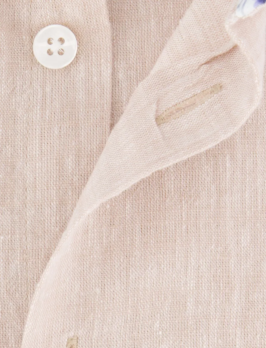 Mouwlengte 7 overhemd beige Ledub wide collar