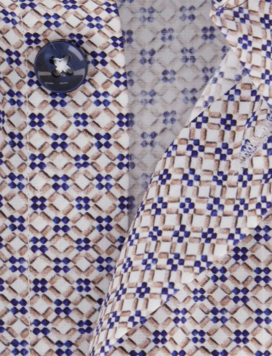 Ledub modern fit overhemd donkerblauw patroon